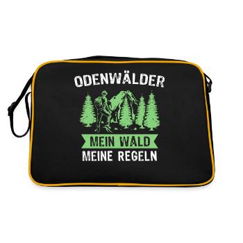 Odenwald Sprüche Odenwälder Wald Odenwaelder - Retro Tasche - Schwarz/Gold - Hinten