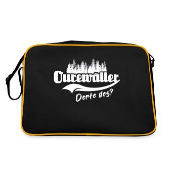 Odenwald Dialekt Odenwälder Sprüche Odenwaelder - Retro Tasche - Schwarz/Gold - Hinten