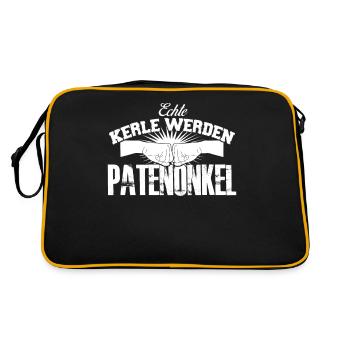 Patenonkel Pate Taufpate Spruch Onkel - Retro Tasche - Schwarz/Gold - Hinten