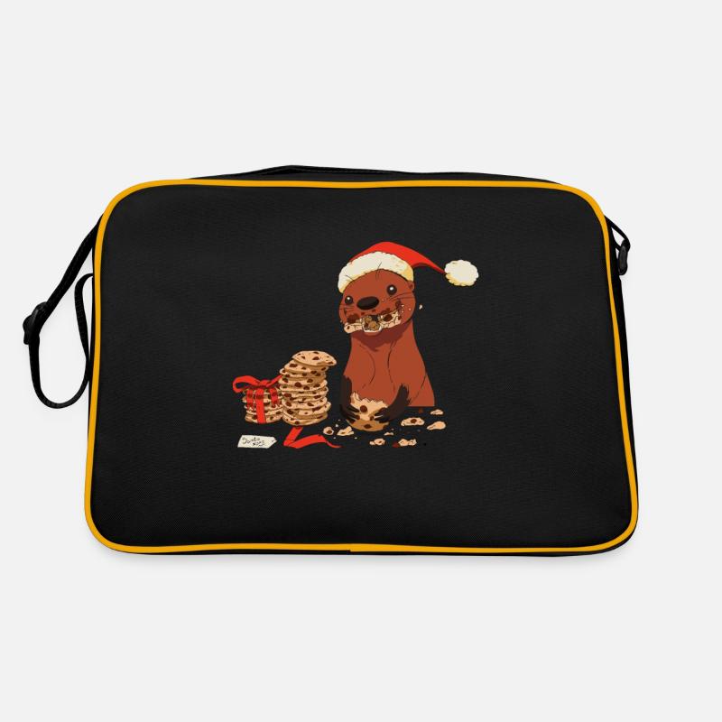 Loutre douce avec biscuits et bonnet de Noël Merry - Sac Retro - noir/or