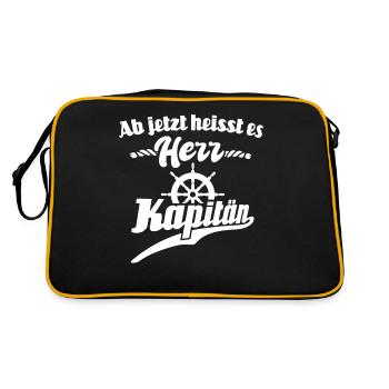 Kapitän Sprüche Boot Schiff Käptn - Retro Tasche - Schwarz/Gold - Hinten