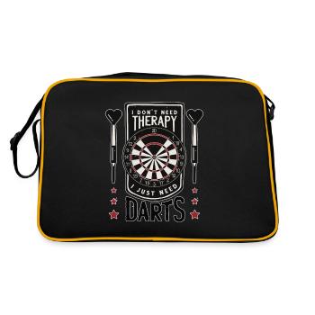 Ich brauche keine Therapie ich brauche nur Dart - Retro Tasche - Schwarz/Gold - Hinten