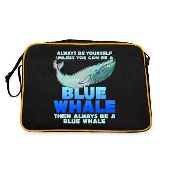 Blauwal Blauwale Spruch Witz Wale Wal - Retro Tasche - Schwarz/Gold - Hinten