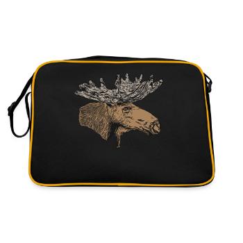 Moose Animal Motif Print - Retro Bag - black/gold - Back