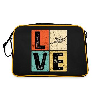 Vintage Love Airplane for Airplane Airline Pilot - Retro Bag - black/gold - Back