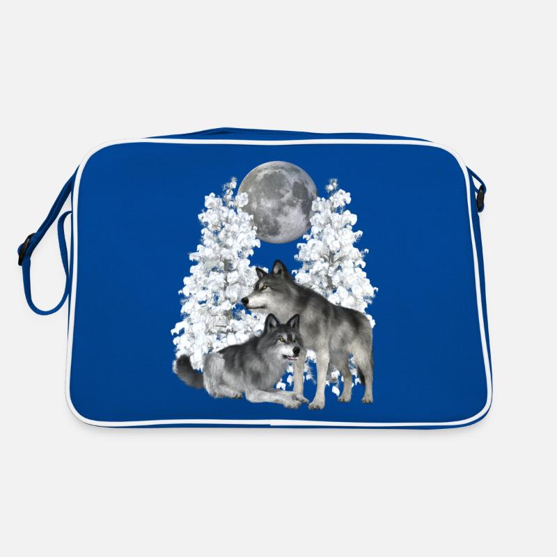 Wolf, wolves in winter Retro Bag
