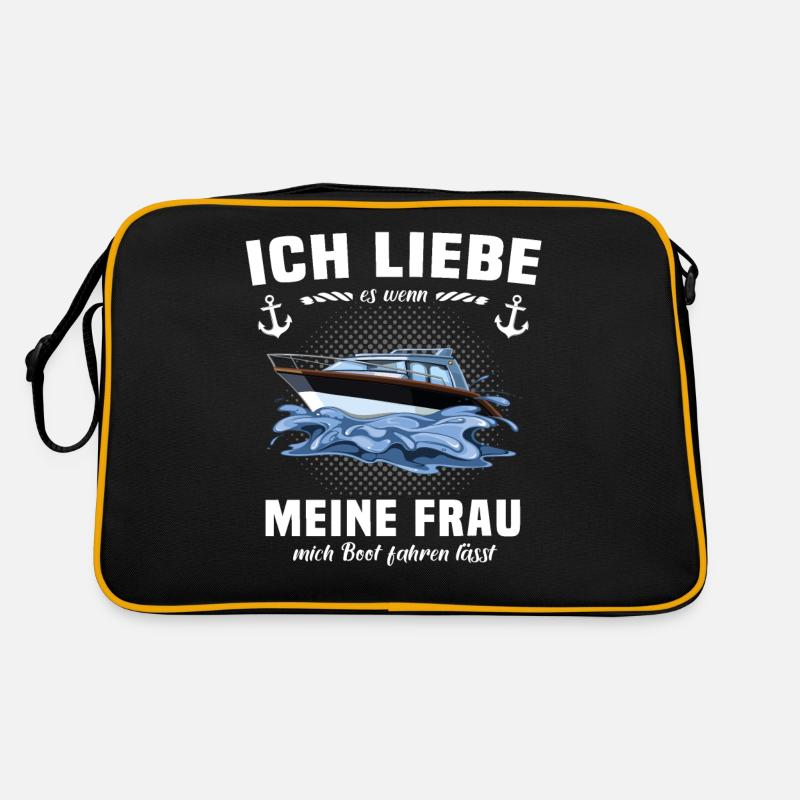 Kapitän Geschenk Bootsführerschein Motorboot Käptn - Retro Tasche - Schwarz/Gold