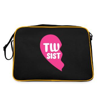 Twin Sister Family Baby Twins Cadeau - Sac Retro - noir/or - Dos