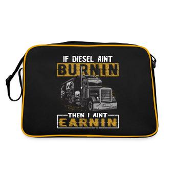 Funny Diesel Trucker Trailer Truck Driver - Retro Bag - black/gold - Back