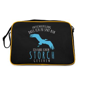 Storch Witz Storche - Retro Tasche - Schwarz/Gold - Hinten