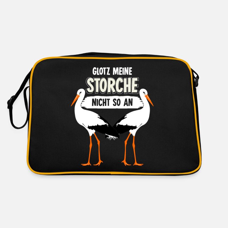 Storch lustig Storche - Retro Tasche - Schwarz/Gold