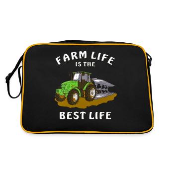 TRACTEUR CHARRUE LA VIE À LA FERME EST LA MEILLEURE VIE - Sac Retro - noir/or - Dos