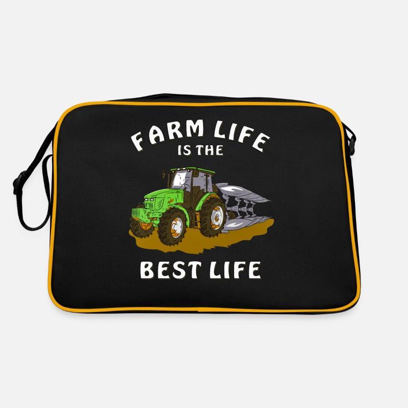 TRAKTOR PFLUG FARM LIFE IS THE BEST LIFE - Retro Tasche - Schwarz/Gold
