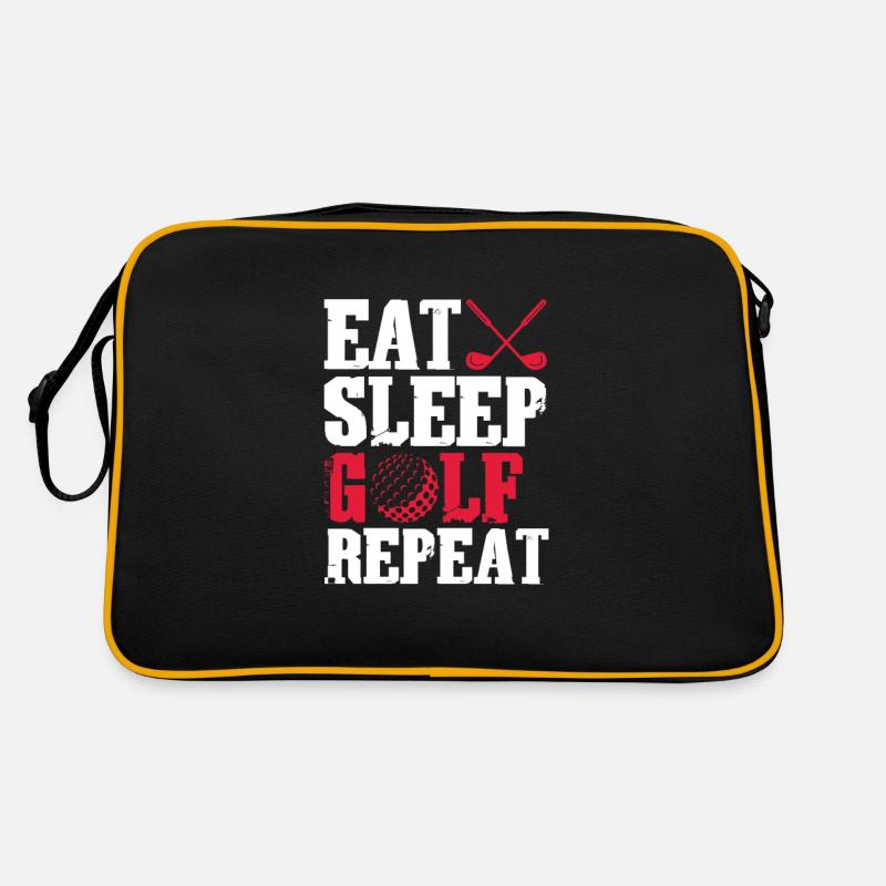 Golf Golfer Golf Club Golf Ball Cadeau - Sac Retro - noir/or