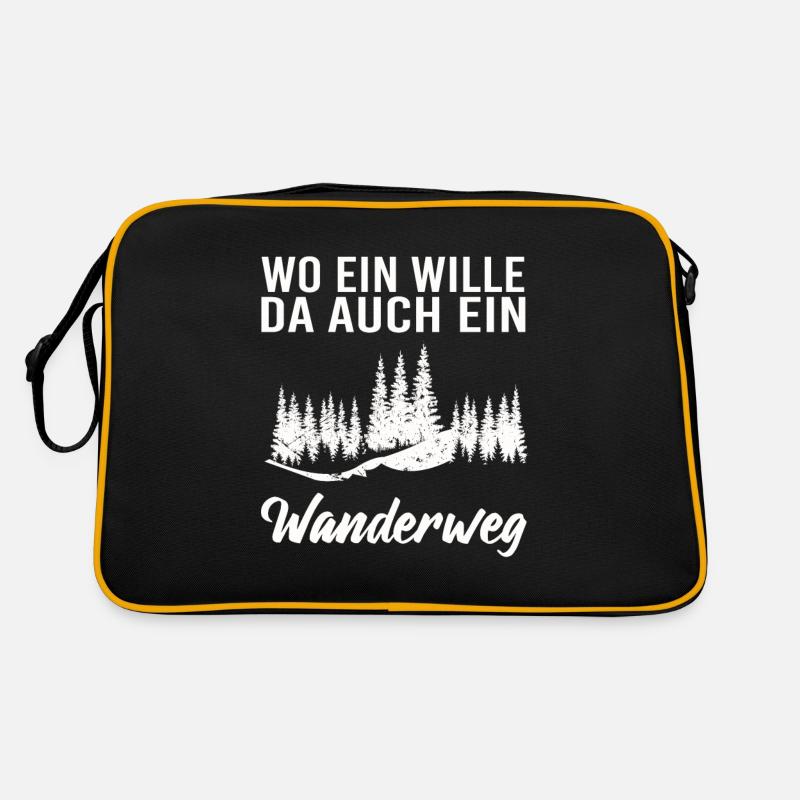 Wo ein Wille da auch ein Wanderweg - Retro Tasche - Schwarz/Gold