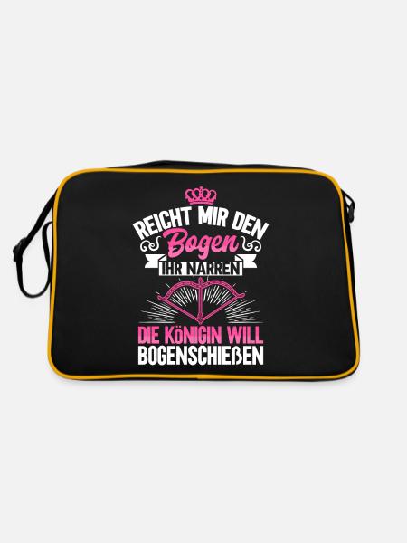 Bogenschützin Geschenk Bogenschießen Bogensport - Retro Tasche - Schwarz/Gold - Hinten