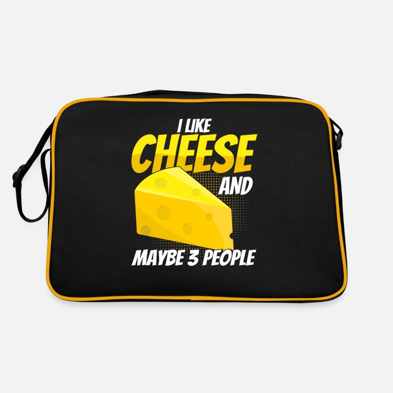 Käse Spruch Geschenk, Käse Liebhaber, Käse - Retro Tasche - Schwarz/Gold