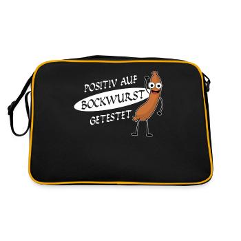 Bockwurst Wurst Positiv Bratwurst - Retro Tasche - Schwarz/Gold - Hinten