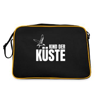 Kind der Küste mit Möwe für Kinder der Küste - Retro Tasche - Schwarz/Gold - Hinten