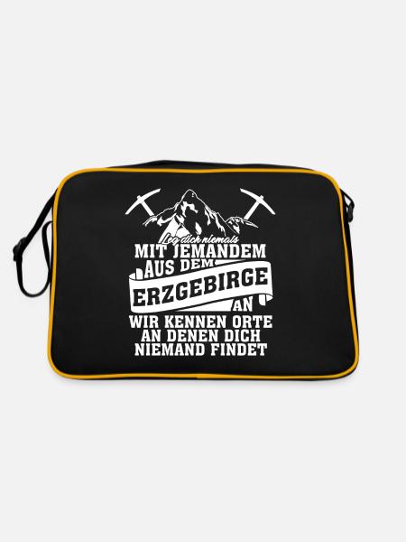 Erzgebirge Wandern Witz Erzgebirger - Retro Tasche - Schwarz/Gold
