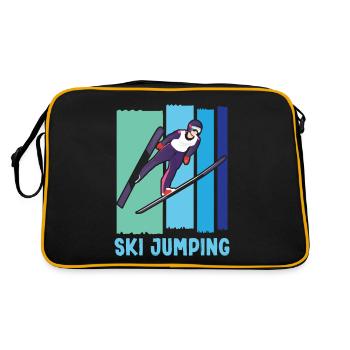 Ski Springen Skispringen - Retro Tasche - Schwarz/Gold - Hinten