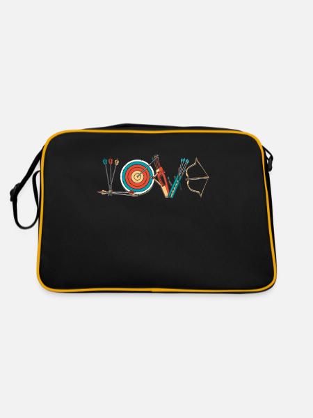 Archer Arrow & Bow Archery Gift - Retro Bag - black/gold - Back