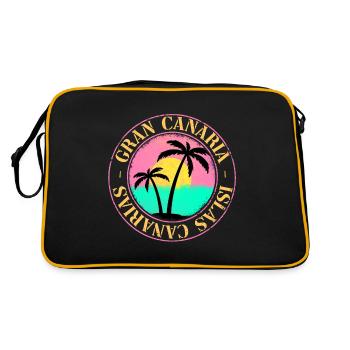 Gran Canaria Sommer Sonne Strand Meer Palmen - Retro Tasche - Schwarz/Gold - Hinten