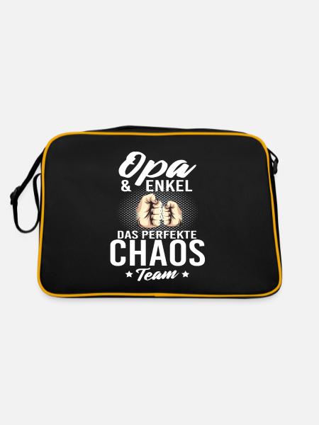 Opa Enkel werdender Opa 2022 - Retro Tasche - Schwarz/Gold - Hinten