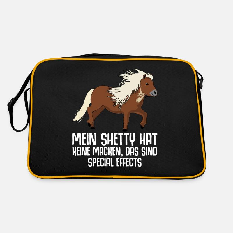 Shetty Shetland Pony Witz Shetlandpony - Retro Tasche - Schwarz/Gold