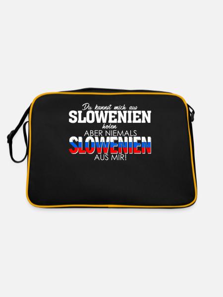 Slowenien Heimat Wurzeln Slowene - Retro Tasche - Schwarz/Gold - Hinten