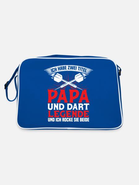 Papa Und Dart Legende Dartboard Darts Geschenk - Retro Tasche - Blau/Weiß - Hinten