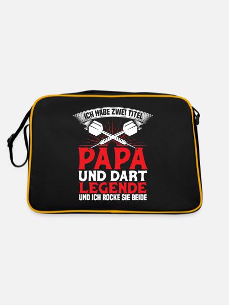 Papa Und Dart Legende Dartboard Darts Geschenk - Retro Tasche - Schwarz/Gold - Hinten