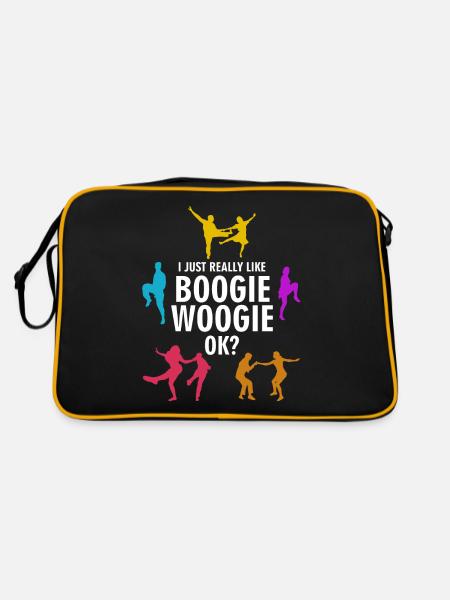 Boogie Woogie Ich mag Boogie-Woogie - Retro Tasche - Schwarz/Gold - Hinten