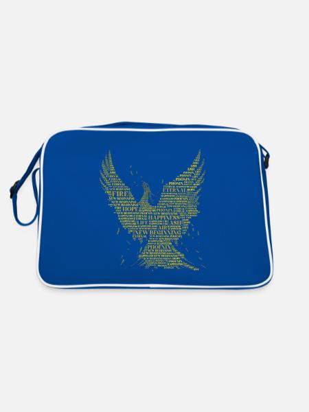 PHOENIX: Word-Art Design! Mythical creatures, mythology - Retro Bag - blue/white - Back
