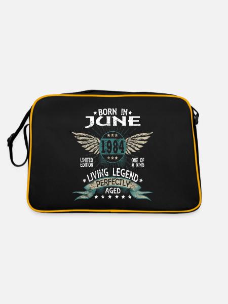 Legends Born in June 1984 - Retro Tasche - Schwarz/Gold - Hinten