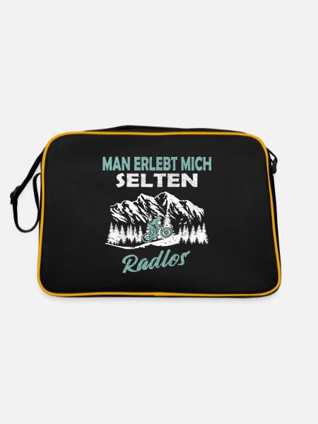 Man erlebt mich selten Radlos - Retro Tasche - Schwarz/Gold