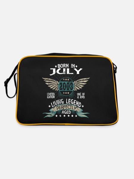 Legends Born in July 2003 - Retro Tasche - Schwarz/Gold - Hinten