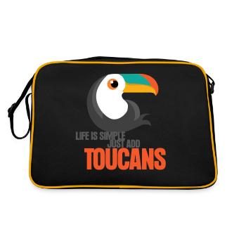 Tukan Toucans niedliche Tukane - Retro Tasche - Schwarz/Gold - Hinten