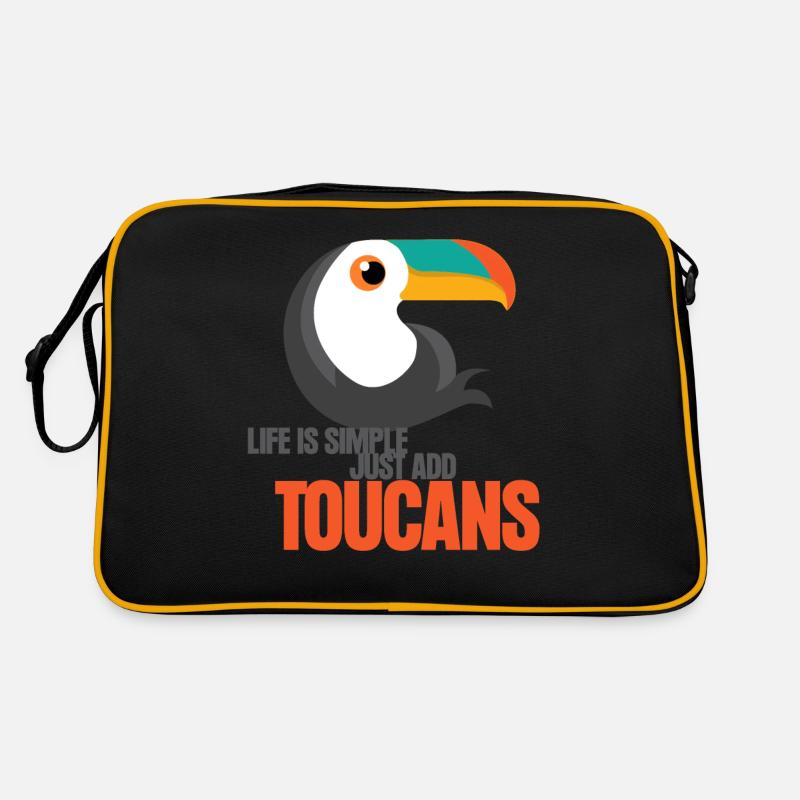 Tukan Toucans niedliche Tukane - Retro Tasche - Schwarz/Gold
