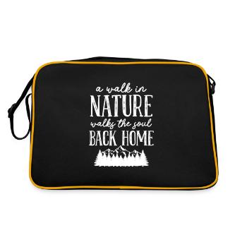 Wald Natur Bäume Landschaft Outdoor Geschenk - Retro Tasche - Schwarz/Gold - Hinten