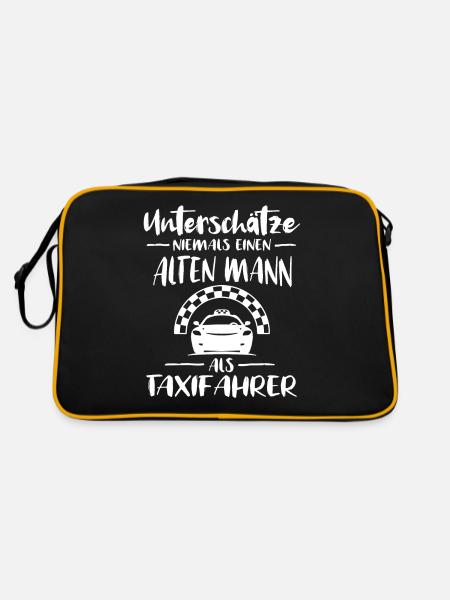 Taxi Fahrer Taxifahrer Sprüche - Retro Tasche - Schwarz/Gold - Hinten
