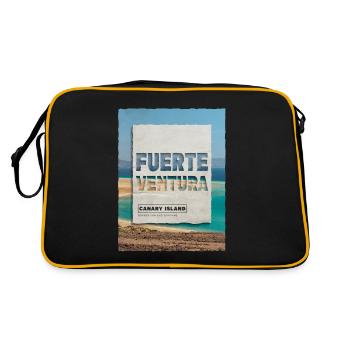 Fuerteventura Sommer Sonne Strand Meer Palmen - Retro Tasche - Schwarz/Gold - Hinten