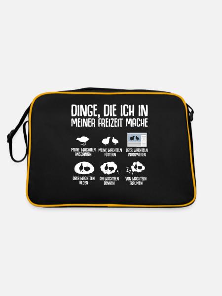 Wachtelzüchter Wachtel Geschenk Wachtelzucht - Retro Tasche - Schwarz/Gold
