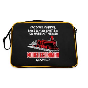 Modellbahner Eisenbahn Modelleisenbahn - Retro Tasche - Schwarz/Gold - Hinten