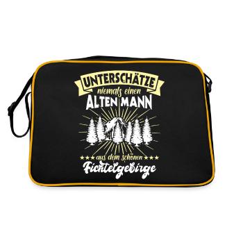 Fichtelgebirge Sprüche Fichtelgebirgler - Retro Tasche - Schwarz/Gold - Hinten
