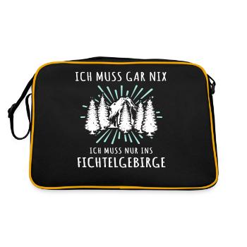 Fichtelgebirge Spruch Fichtelgebirgler - Retro Tasche - Schwarz/Gold - Hinten