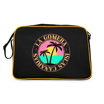 La Gomera Sommer Sonne Strand Meer Palmen - Retro Tasche - Schwarz/Gold - Hinten