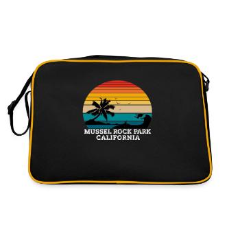 Mussel Rock Park California Beaches - Retro Tasche - Schwarz/Gold - Hinten