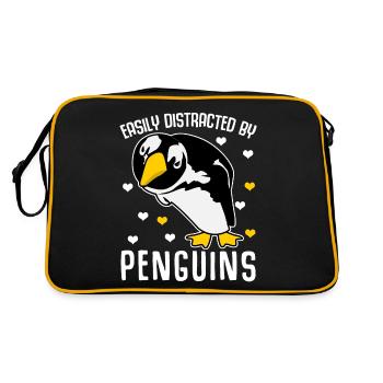 Pinguin Penguin Pinguine - Retro Tasche - Schwarz/Gold - Hinten