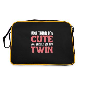 Zwillinge Familie Baby Geburt Zwilling Geschenk - Retro Tasche - Schwarz/Gold - Hinten